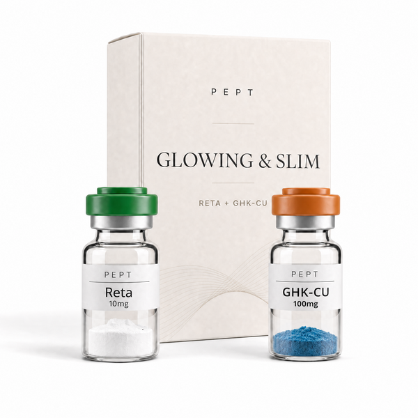 what is reta and ghk cu GLOWING & SLIM Stack – 10mg + GHK-Cu 100mg Best Peptides for Muscle Glycoprotein Serum Size:1000 mcg/ml - 10 ml (Pack of 5)